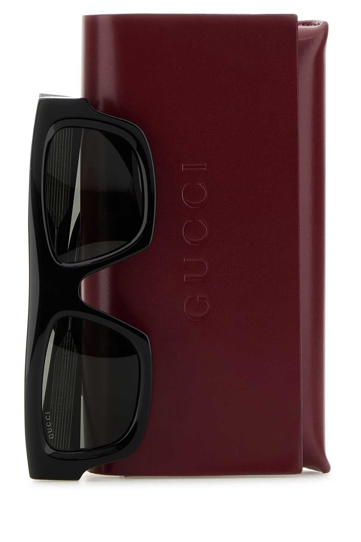GUCCI Black Acetate Rectangle Sunglasses for Men