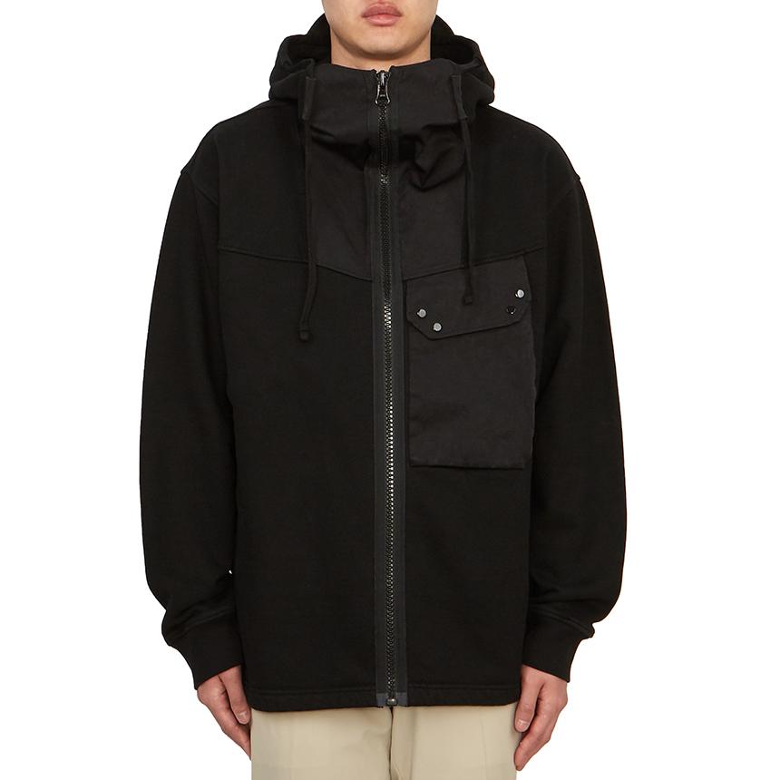 Ten C Men’s Fleece Lined Hooded Zip-Up Knit Jacket Black