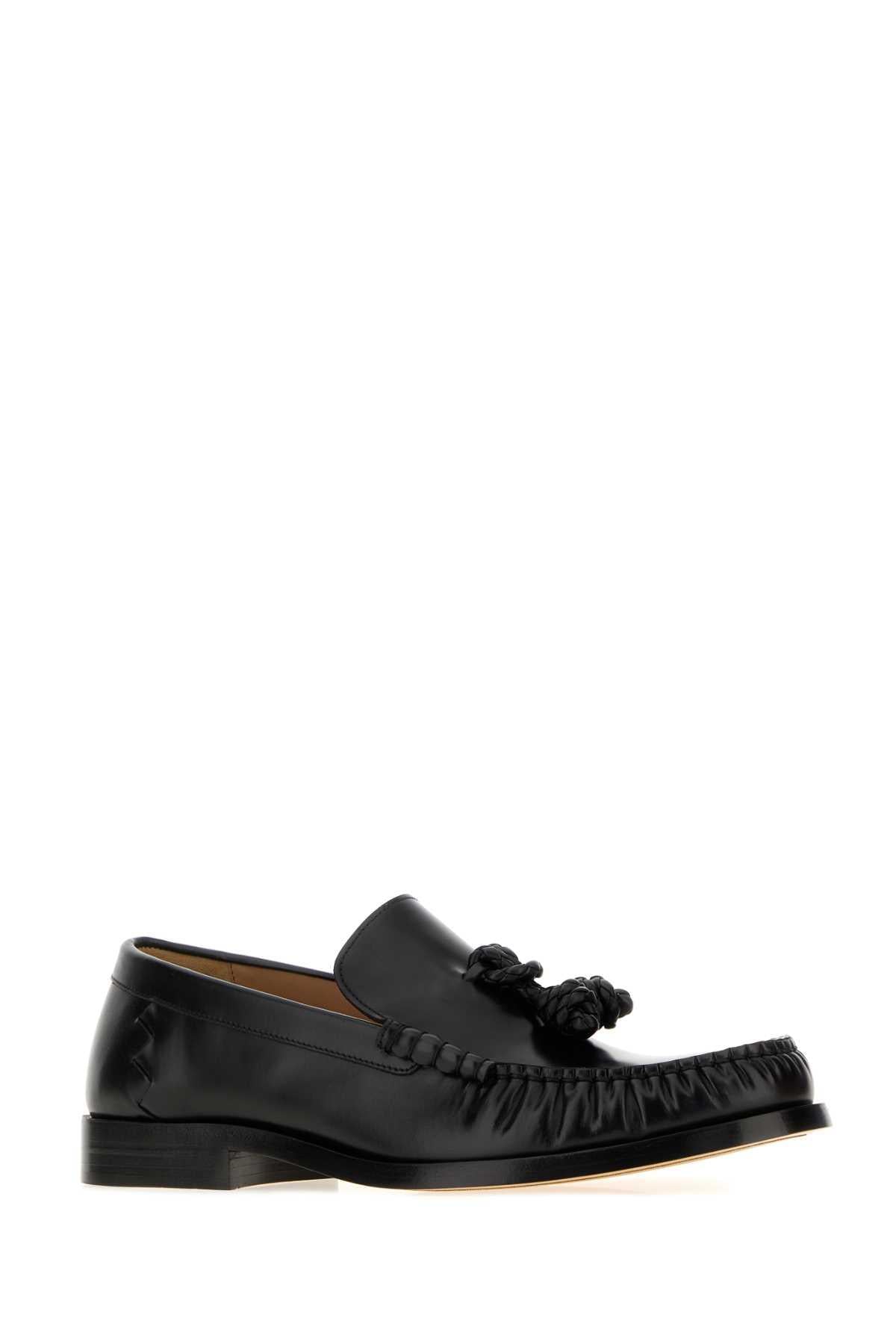 Bottega Veneta Black Leather Loafers for Men