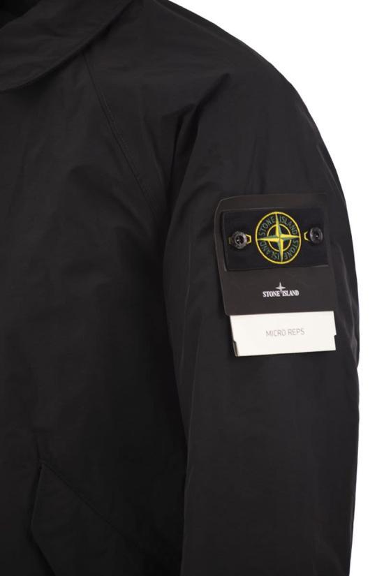 STONE ISLAND Black Wool Blend Long Coat for Men