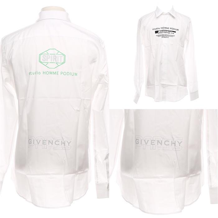 GIVENCHY Studio Print Oversized Long-Sleeve Shirt Men White Cotton