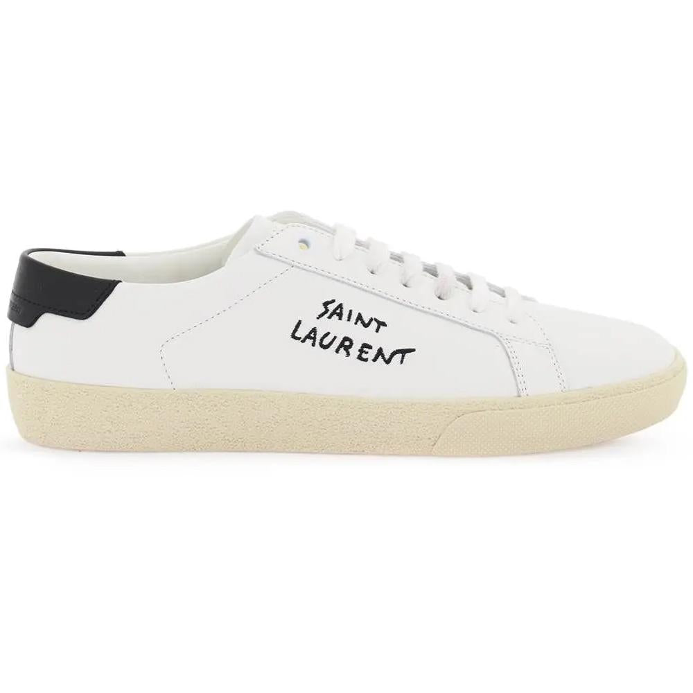 Saint Laurent Women’s Logo Embroidered Low-Top Sneakers White/Black