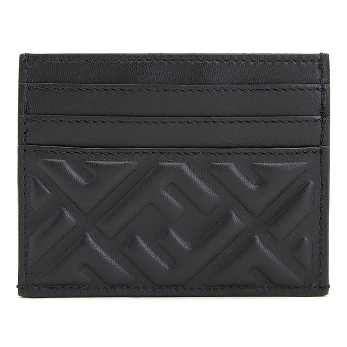 FENDI Leather Card Holder Wallet for Women Black