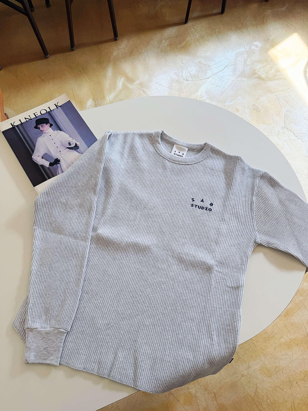 emis Light Gray Waffle Long Sleeve T-Shirt