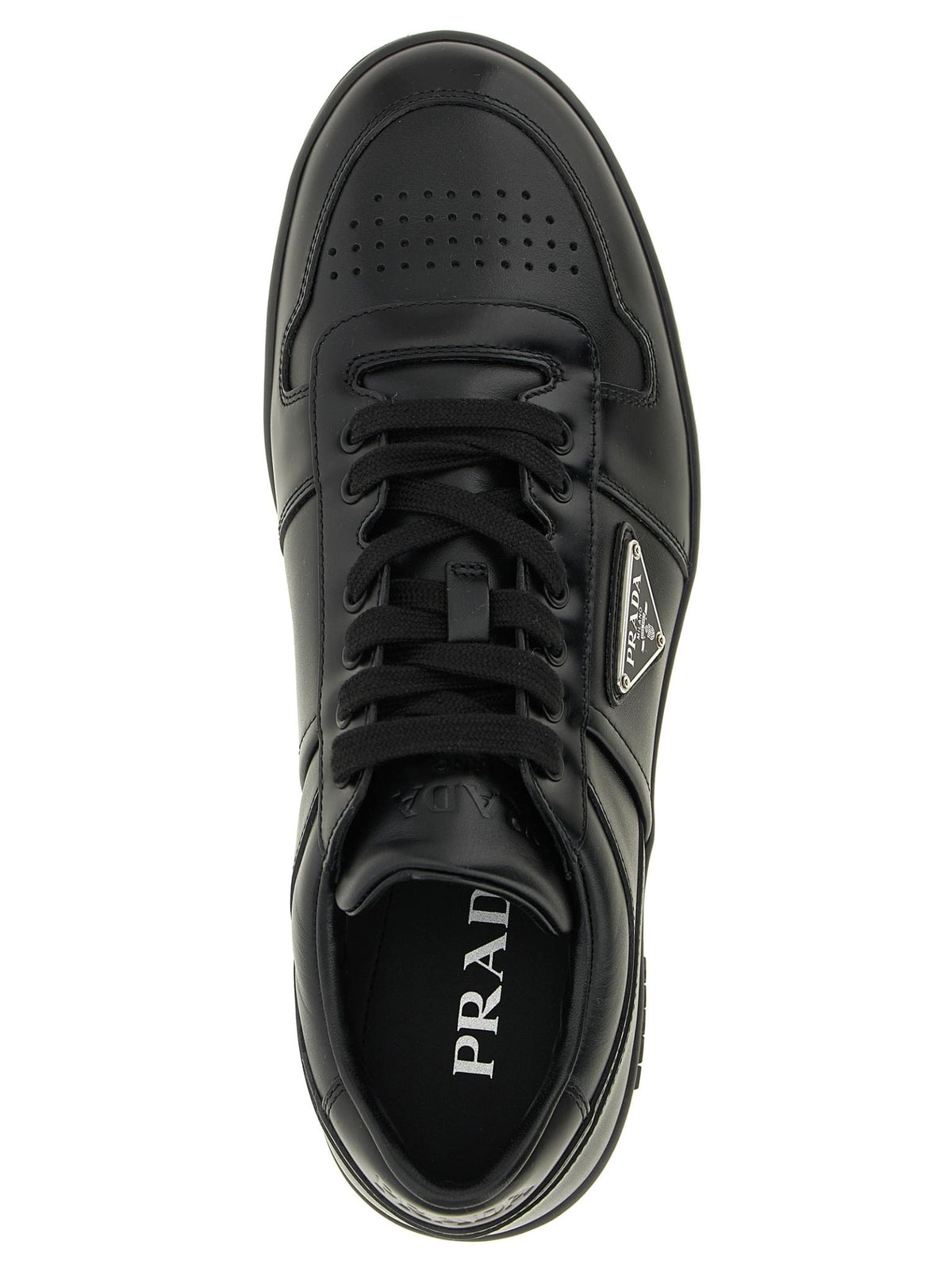 PRADA Black Leather Low-Top Sneakers