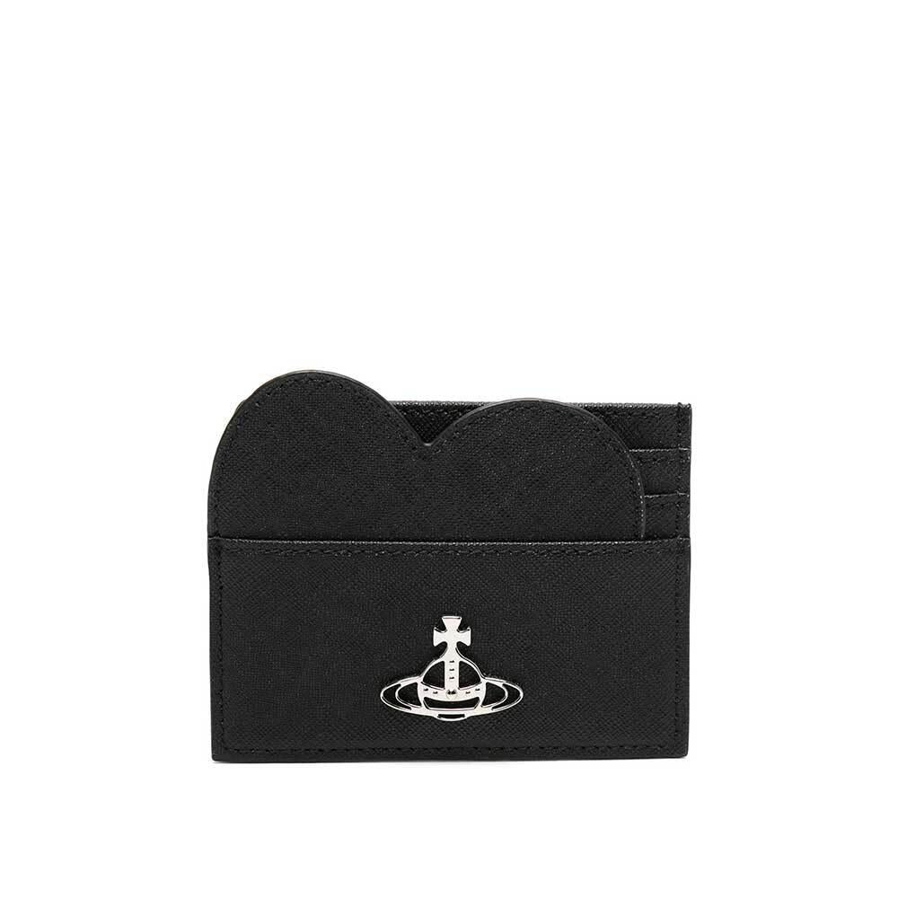 Vivienne Westwood Saffiano Leather Heart Card Holder Wallet Black