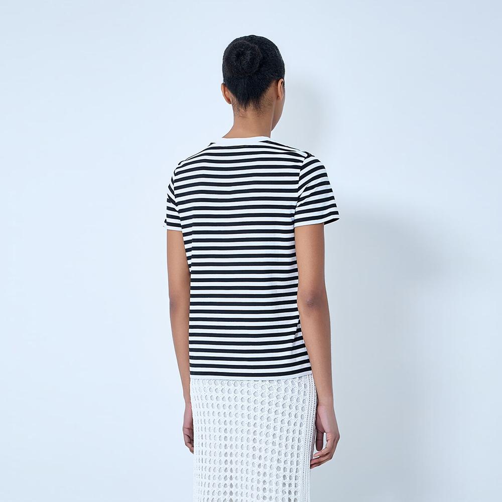 Max Mara Striped Jersey Short Sleeve T-Shirt Black 1941056206 007
