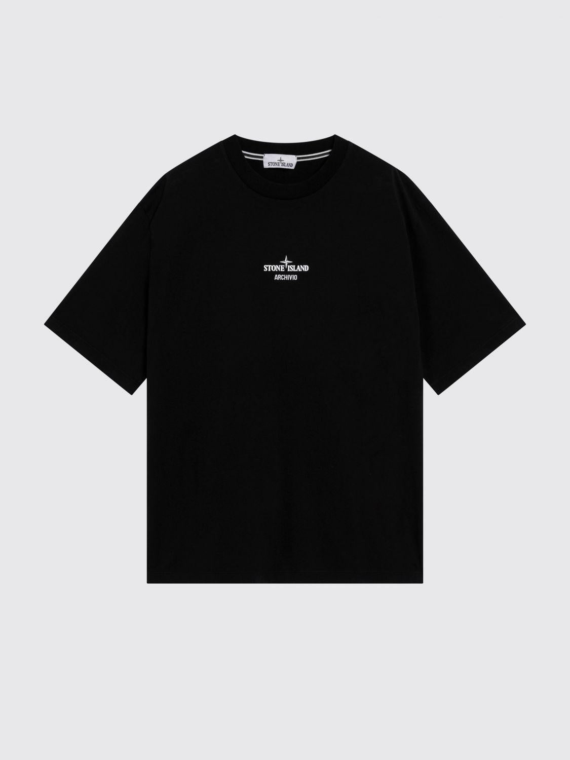 STONE ISLAND Black Cotton Short Sleeve T-Shirt