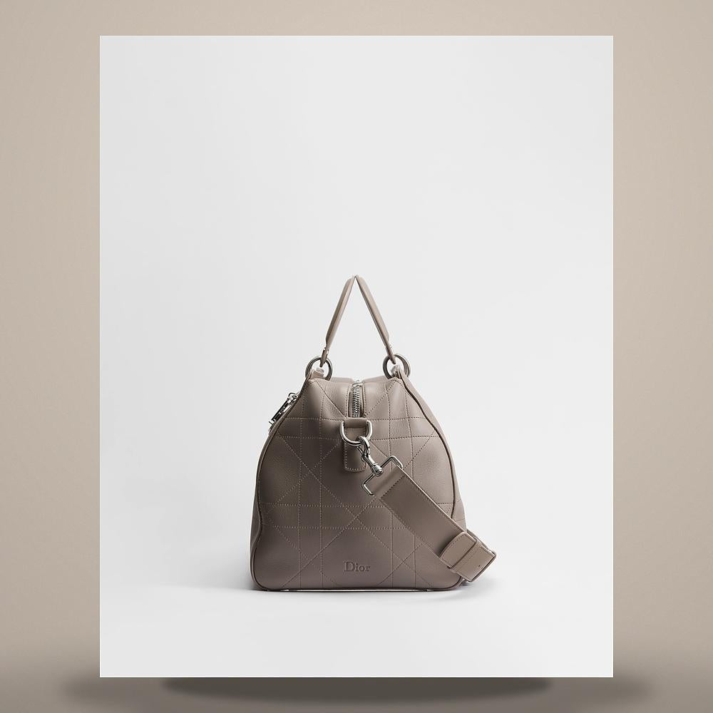 DIOR Granville Large Crossbody Bag Gray Trianon Cannage Calfskin