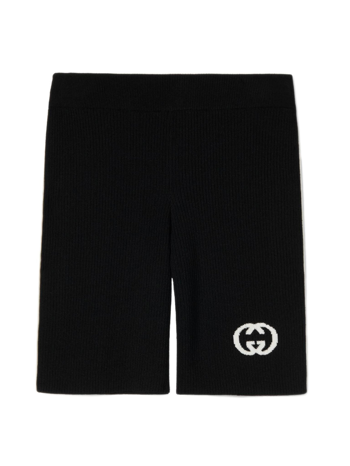 GUCCI Black Cotton Logo Short Shorts