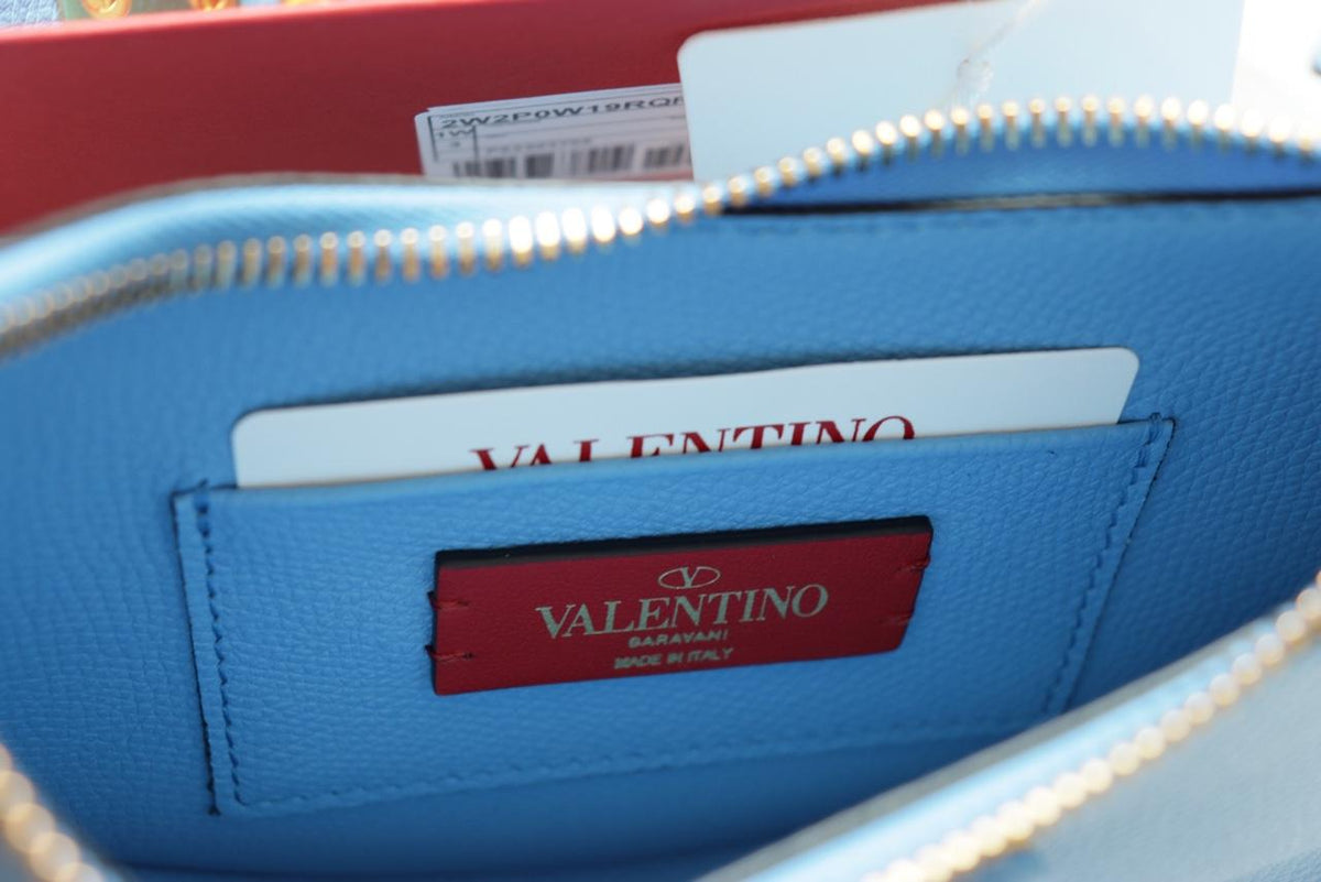 VALENTINO V Logo Mini Leather Shoulder Bag Blue 2W2P0W19 RQR