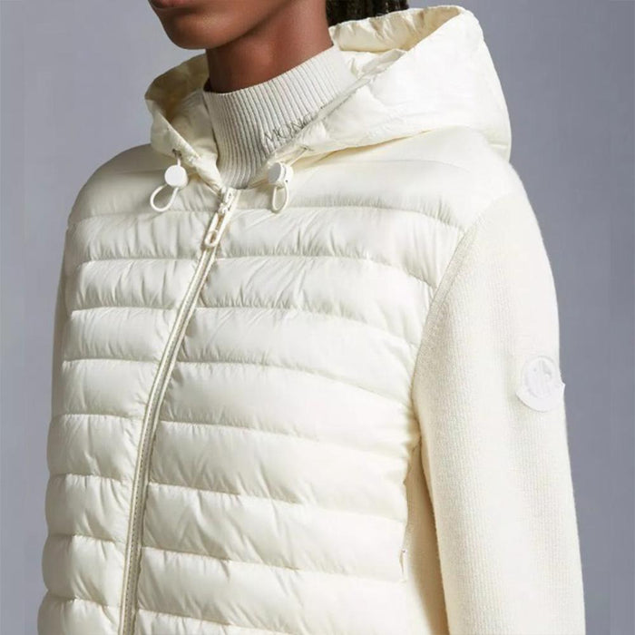 Moncler Women’s Wool Cardigan with Logo Patch White Down/Padding