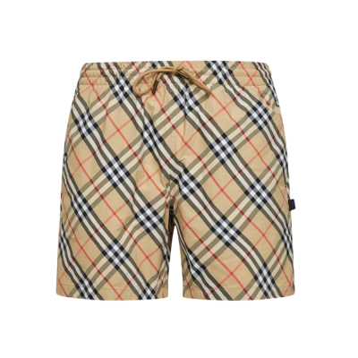 BURBERRY Sand Check Swim Shorts Beige Men’s Swimwear