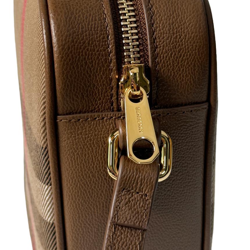 BURBERRY House Check Brown Camera Crossbody Bag