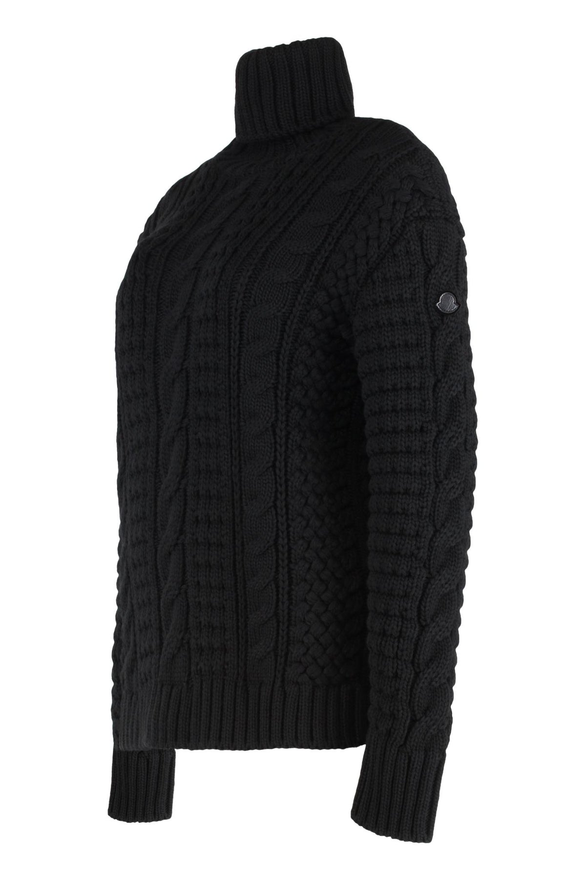 Moncler Black Wool Turtleneck Knit Sweater