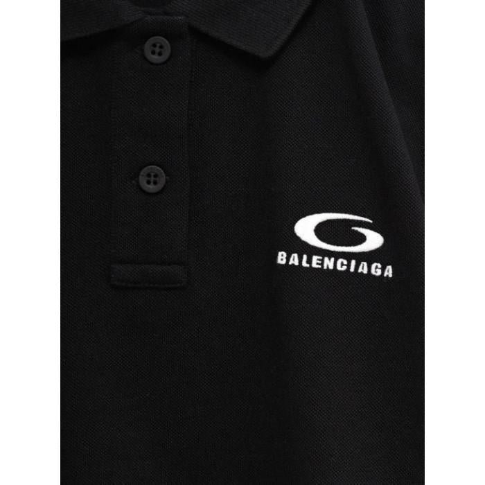 BALENCIAGA Black Cotton Polo T-Shirt
