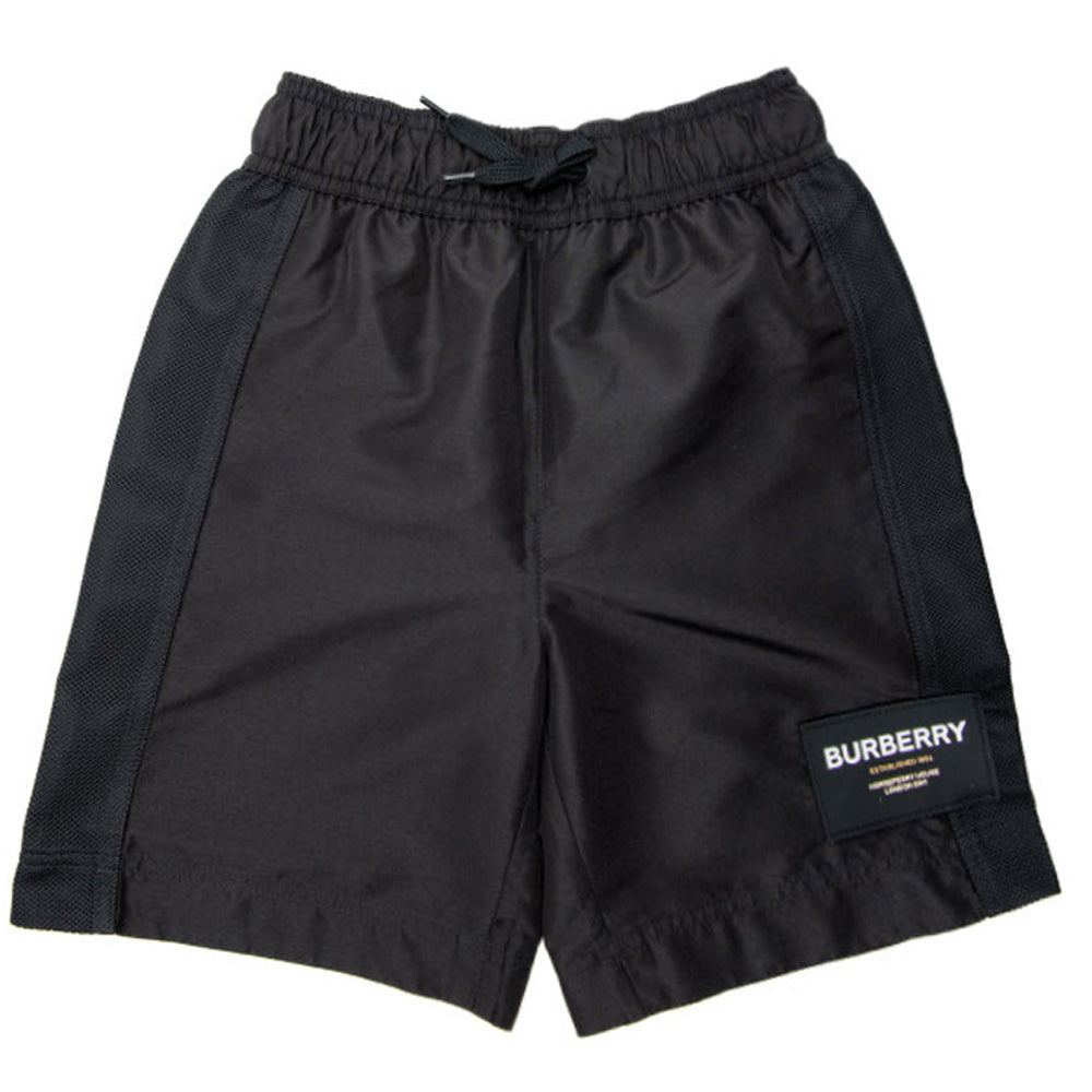 BURBERRY Kids Logo Patch Mesh Shorts Black