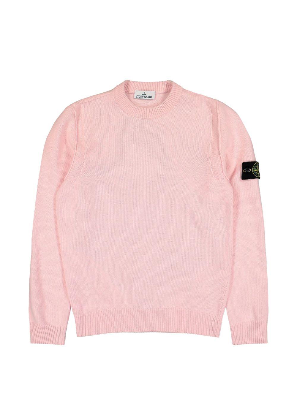 STONE ISLAND Wool Round Neck Knit Sweater Navy Men
