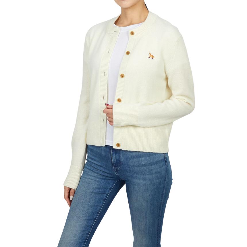 Maison Kitsune Baby Fox Wool Cardigan Women Beige