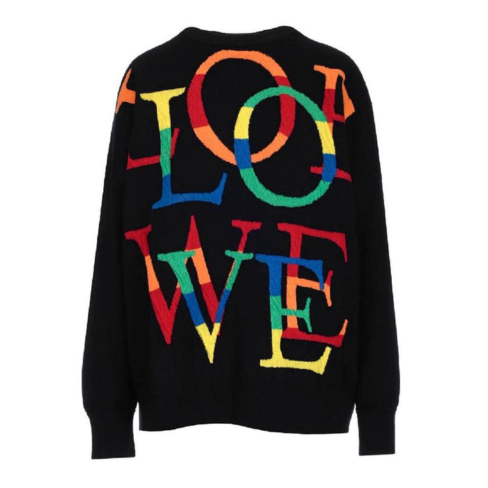 LOEWE Rainbow Logo Black Crewneck Knit Sweater for Women