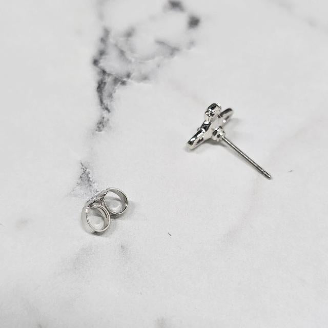 Vivienne Westwood Nano Solitaire Logo Earrings Silver Tone