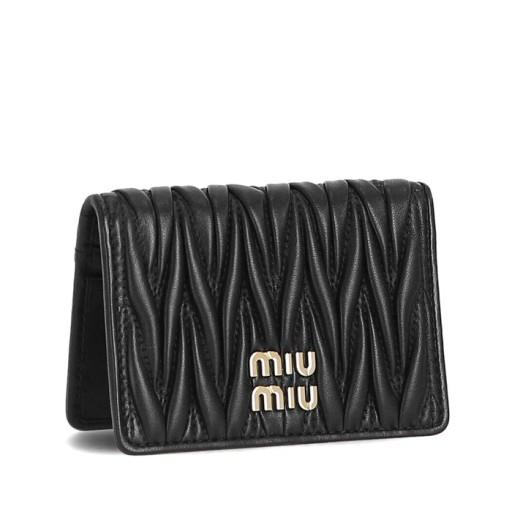 Miu Miu Matelassé Leather Card Holder Wallet Black 5MC103 2FPP F0002