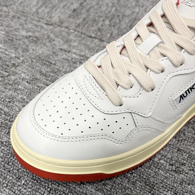 AUTRY Men’s Medalist Leather Low-Top Sneakers White/Red AULMMK02