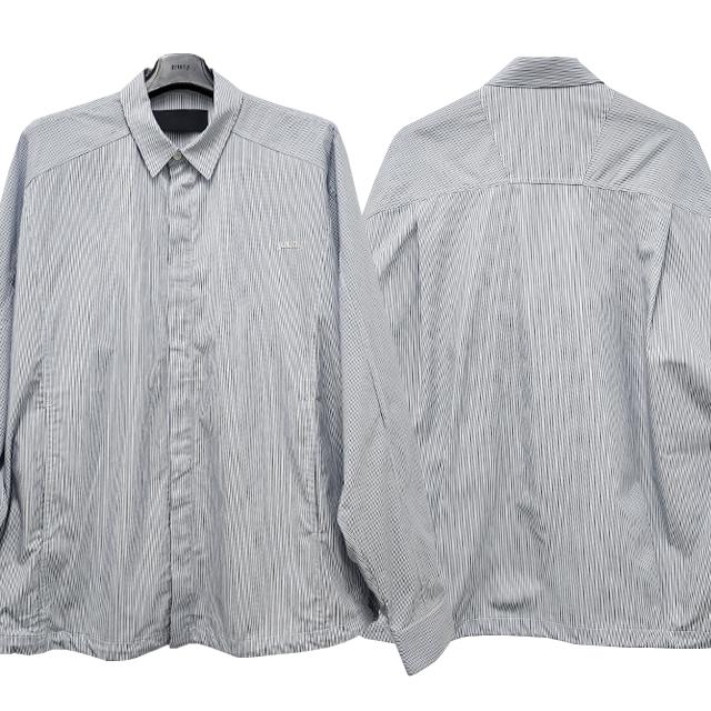 Juun.J Logo Embroidered Striped Long Sleeve Shirt