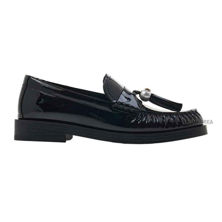 Jimmy Choo Addie Pearl Patent Black Loafers Women
