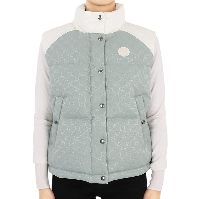 GUCCI Women’s GG Cotton Canvas Puffer Vest Mint