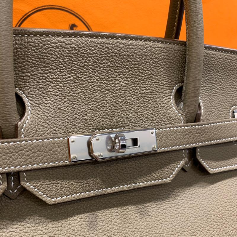 HERMES Etoupe Palladium Hardware Birkin Tote Bag Unisex 40