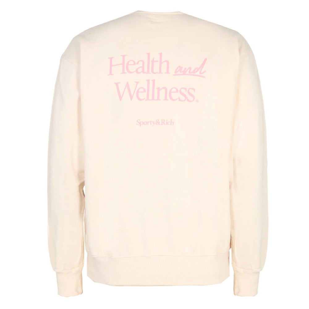 SPORTY&RICH Cream Fleece Back Logo Printed Sweatshirt for Men