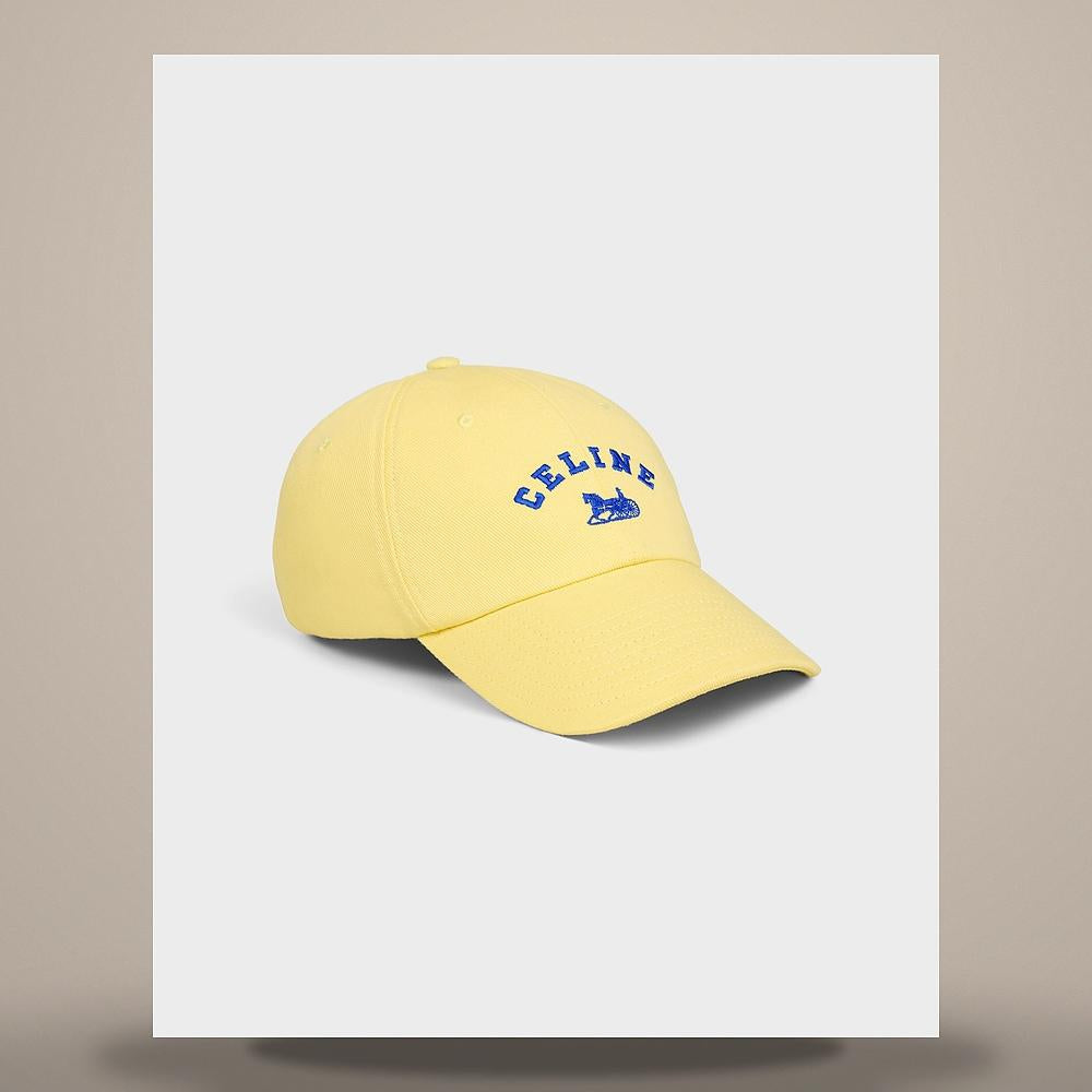 CELINE Rive Gauche Cotton Twill Cap Pale Yellow AA0IE2U74 11WY