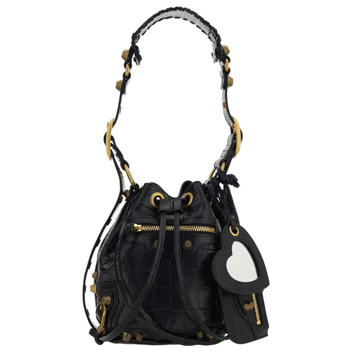 BALENCIAGA Le Cagole XS Black Leather Shoulder Bag