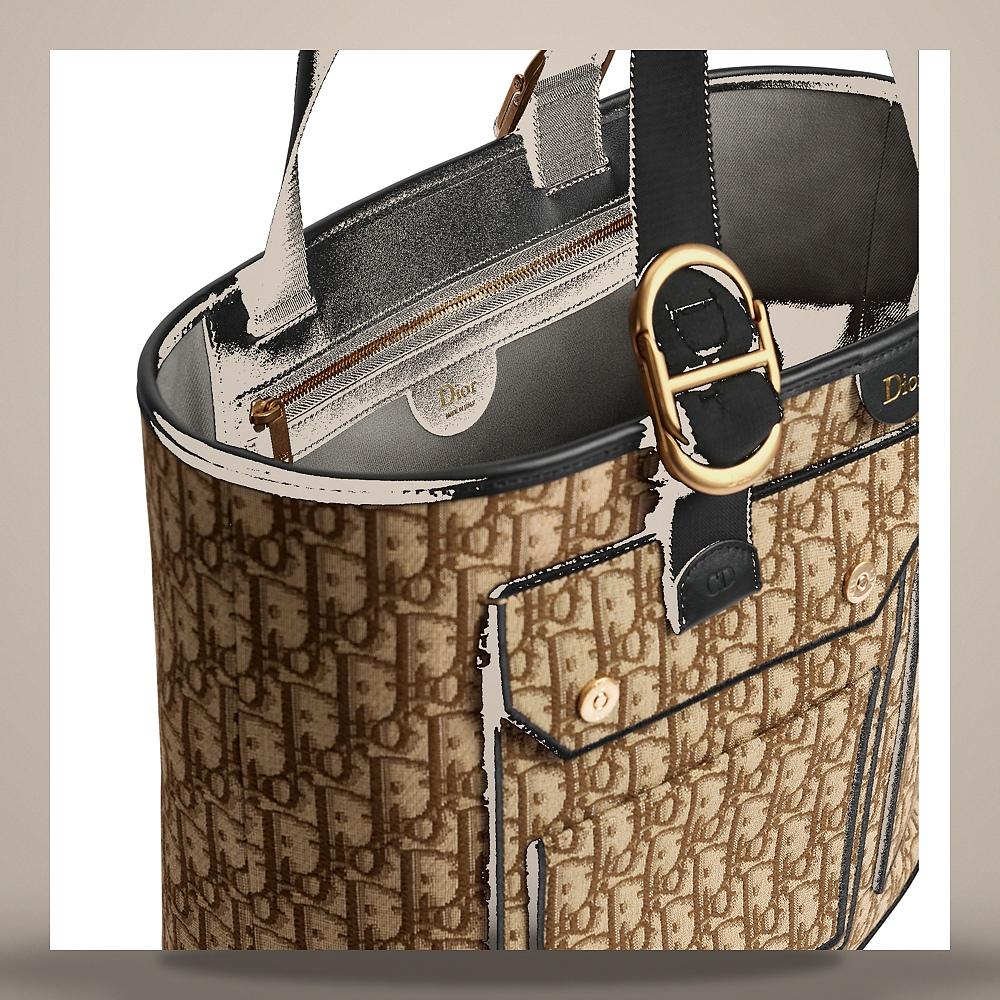 DIOR Brown Dior Oblique Jacquard Medium Tote Crossbody Bag 1DBSH296YUB H24E