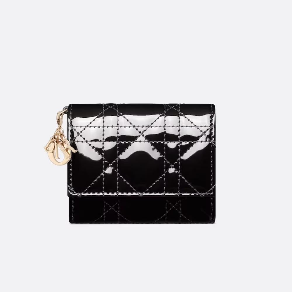 DIOR Lady Dior Lotus Patent Lambskin Women's Compact Wallet S0181OVRB