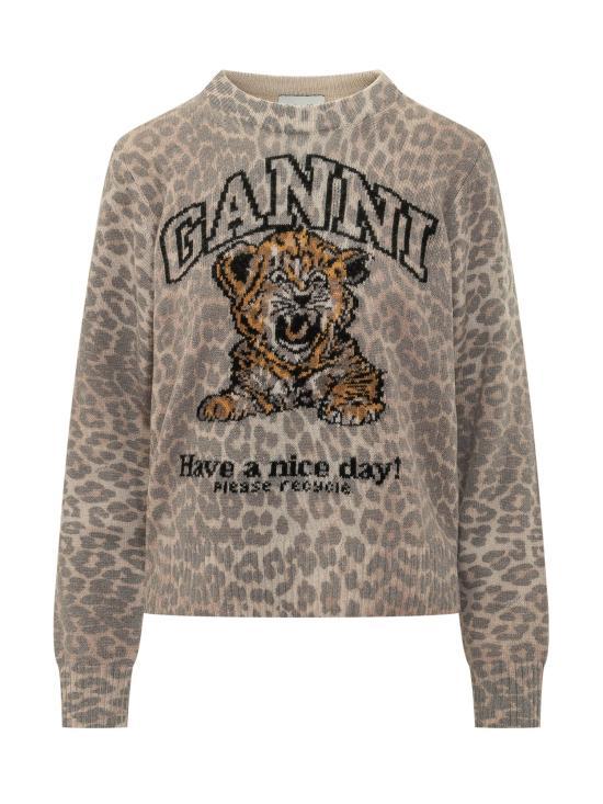 GANNI Almond Milk Crewneck Knit Sweater