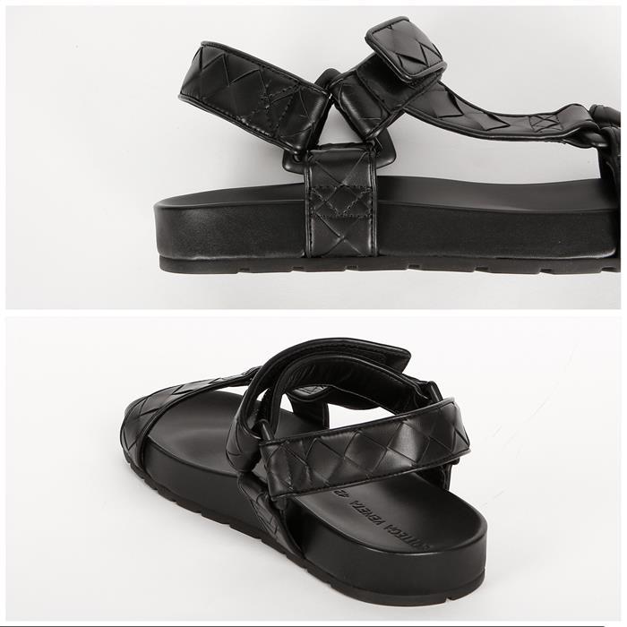 Bottega Veneta Intrecciato Trip Leather Sandals Black Men’s