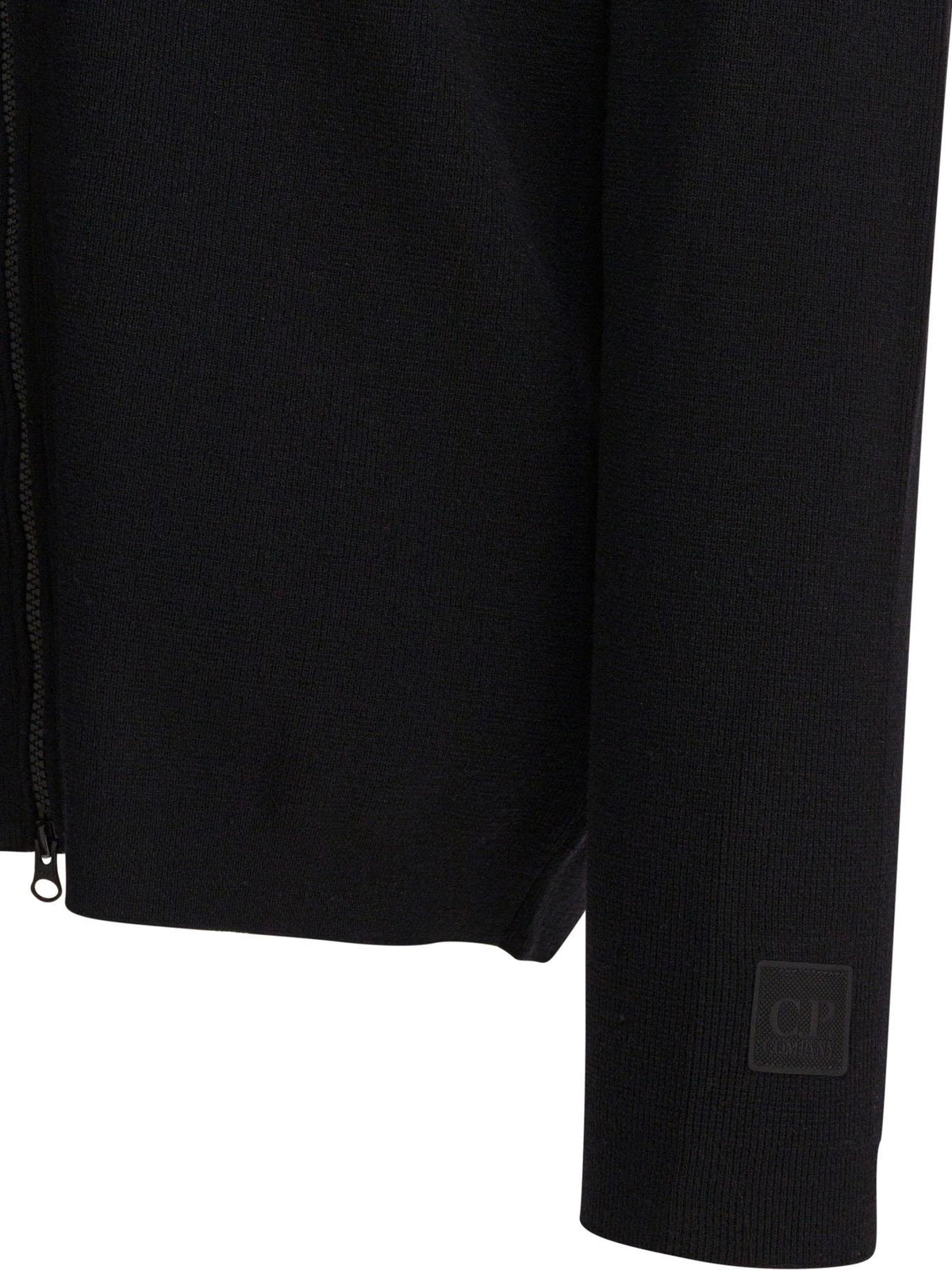 CP Company Black Knit Zip-Up Cardigan for Men
