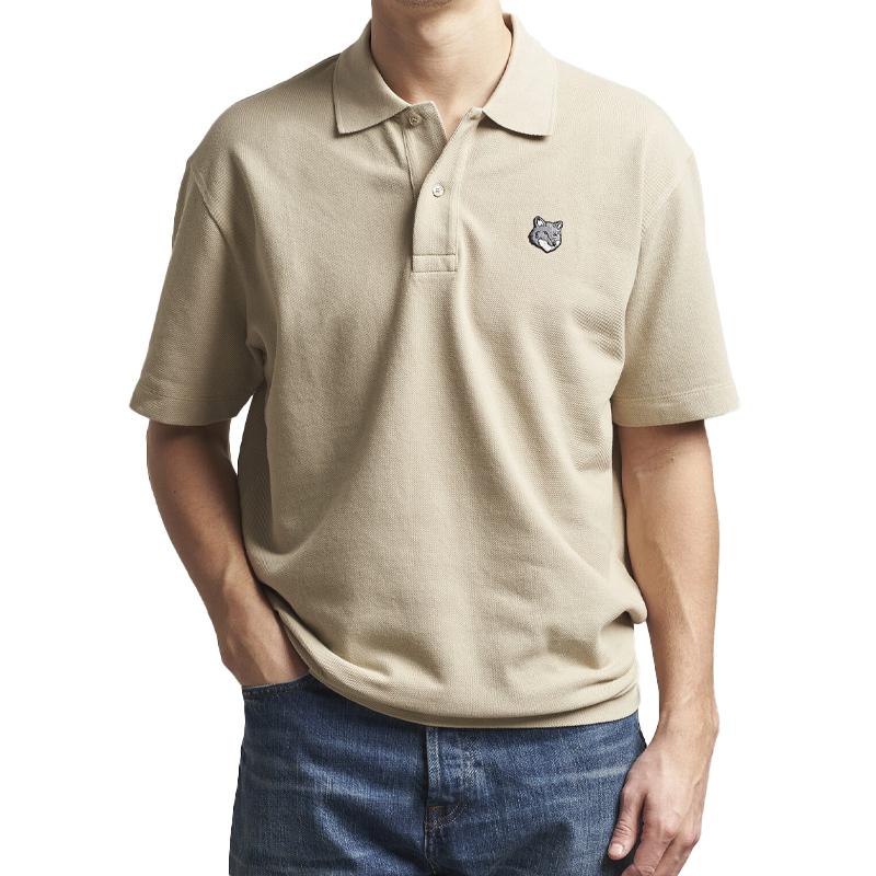 Maison Kitsune Fox Head Comfort Polo Tee Leaf Green Men’s T-Shirt PM00210 KP0001