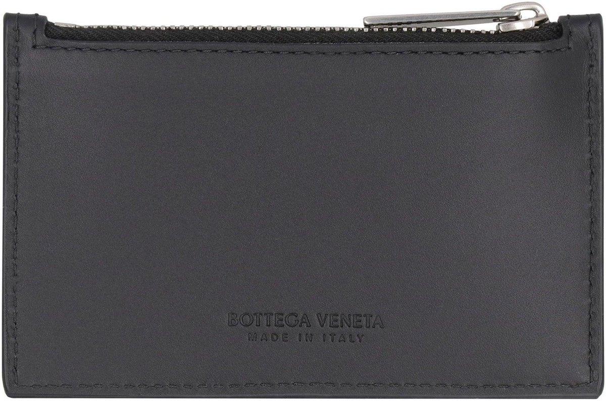 Bottega Veneta Black Intrecciato Leather Card Holder