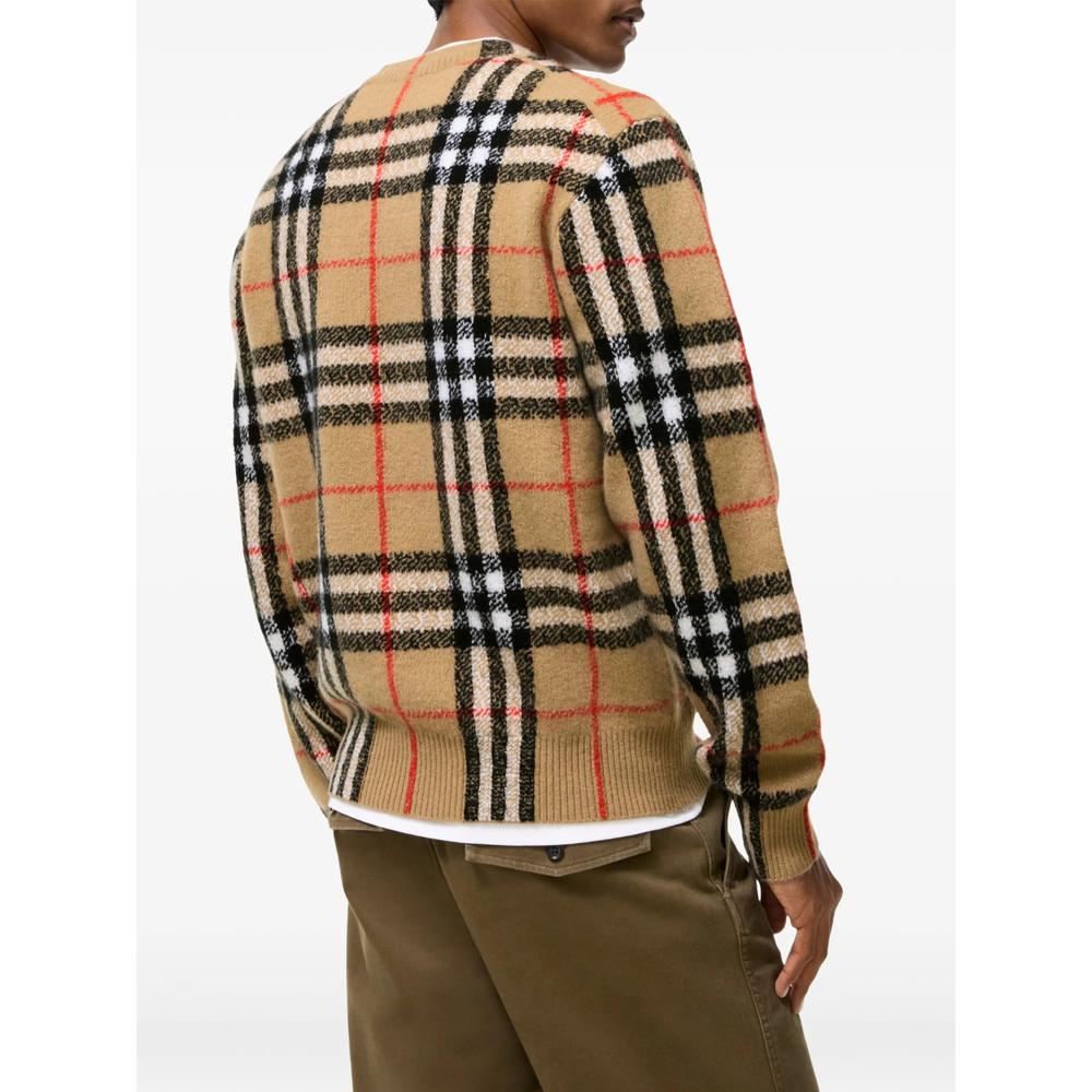 BURBERRY Black Wool Round Neck Knit Sweater for Men