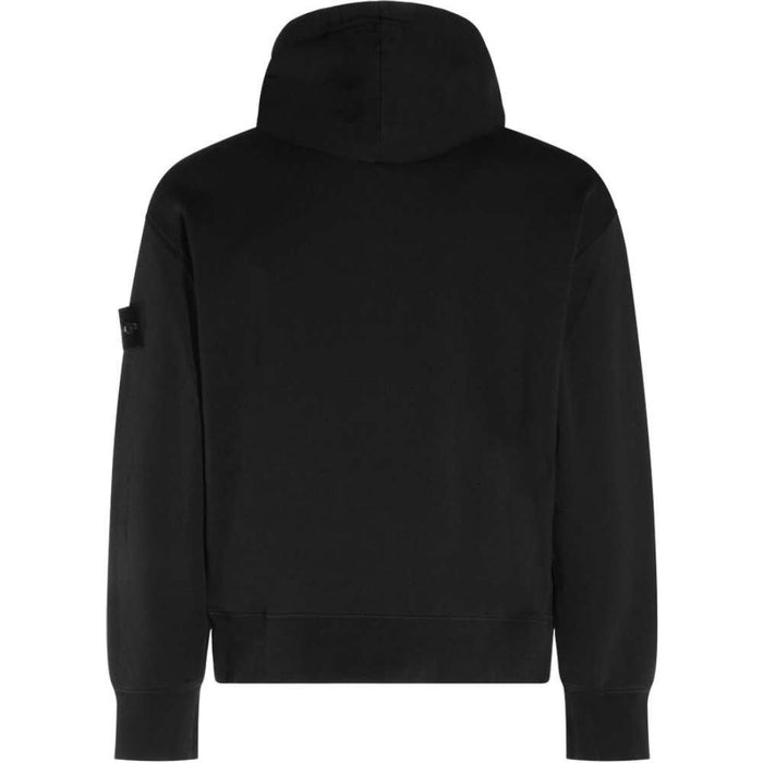 STONE ISLAND Black Woven Patch Zip Hoodie Unisex