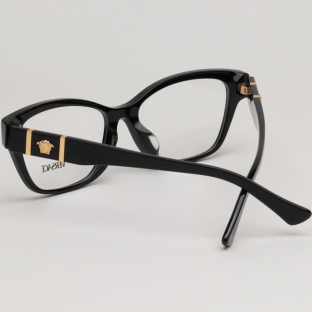 Versace Black Acetate Asian Fit Unisex Eyeglass Frames VE3344 F GB1