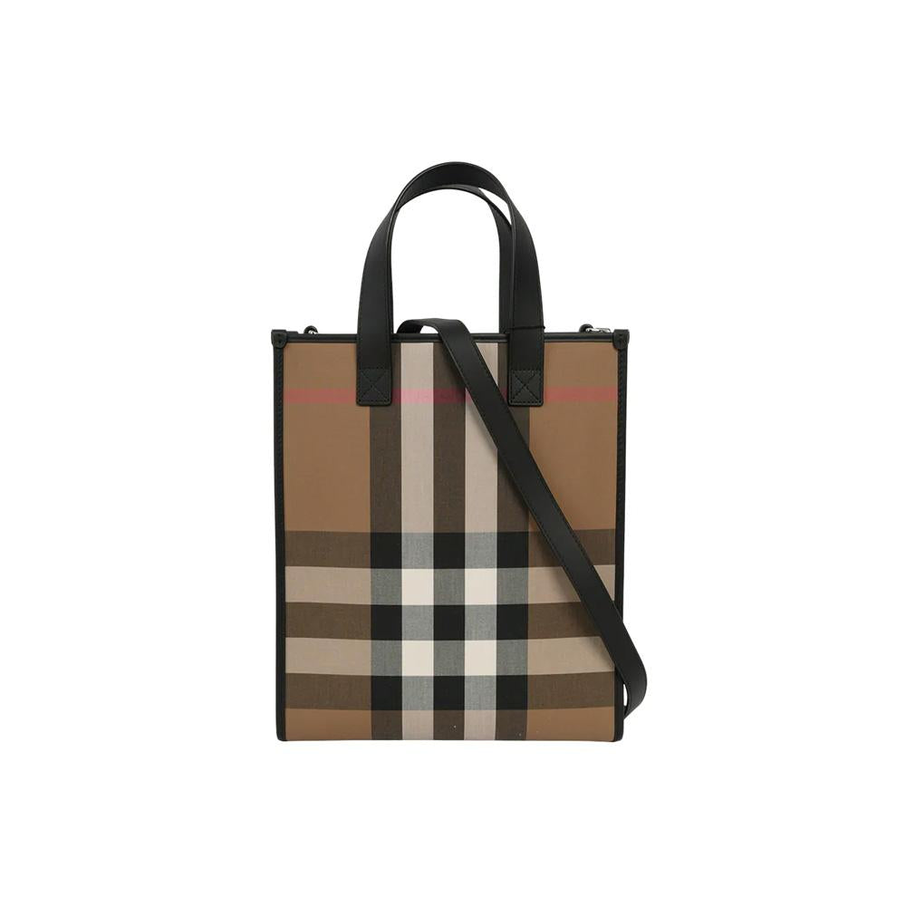 BURBERRY Small Super Exploded Check Book Tote Bag Taupe Brown 8084552