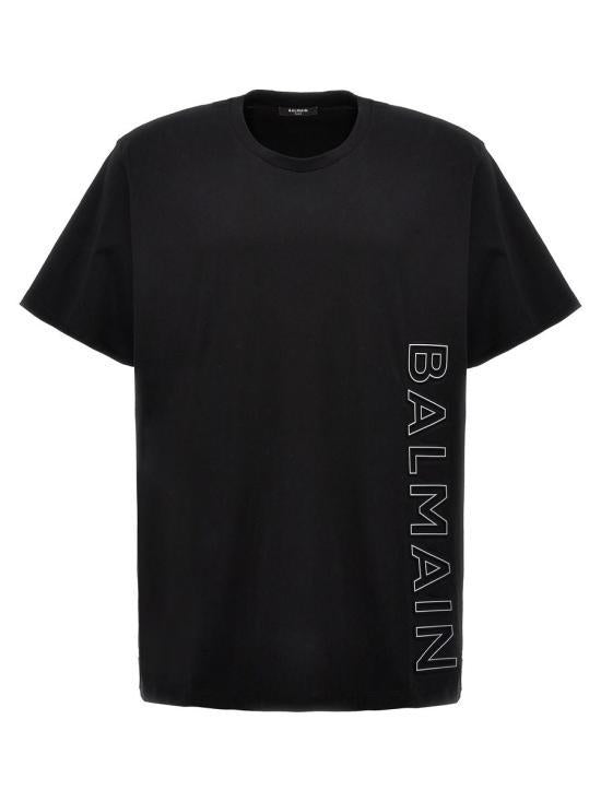 Balmain Short Sleeve T-Shirt Black Cotton Men’s Tee CH1 EG010 BC22