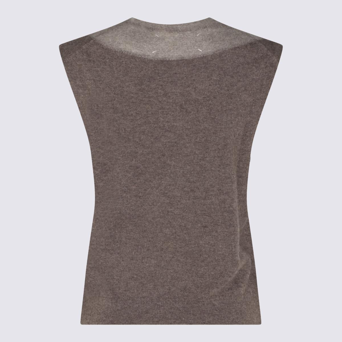 Maison Margiela Wool Knit Vest Women’s Ivory Sleeveless Sweater