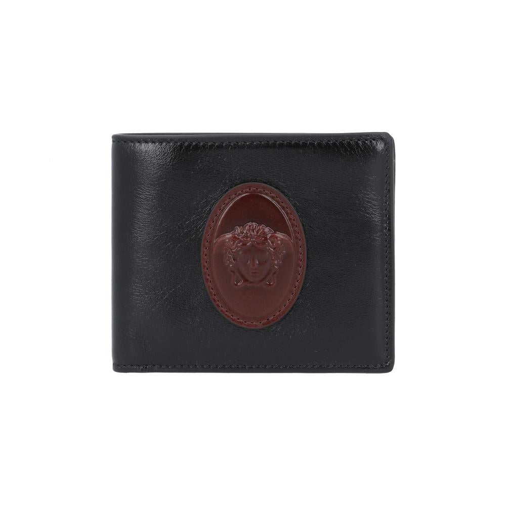 Versace Lumi Medusa Bifold Wallet Men Black Leather