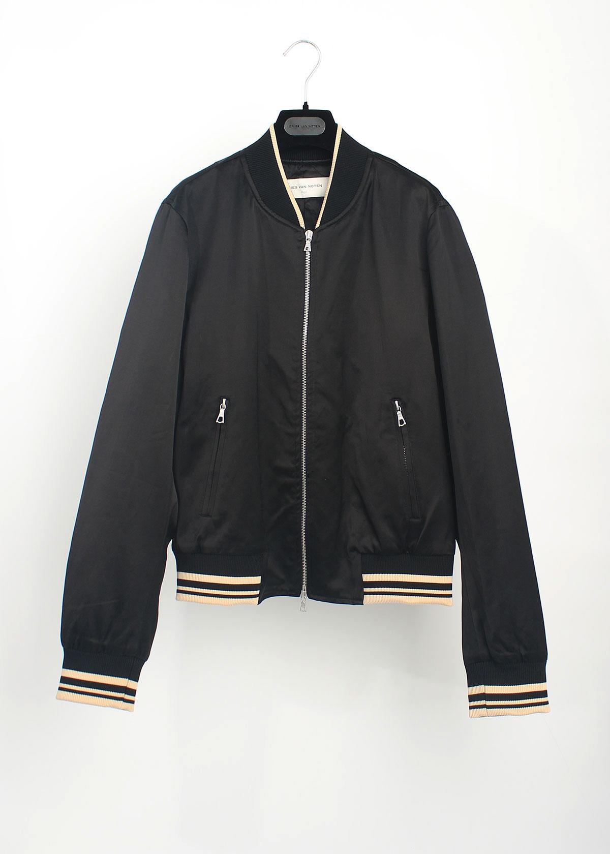 Dries Van Noten Men's Black Embroidered Bomber Jacket 231 020520 6190 900