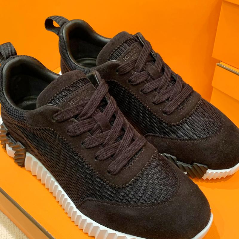 HERMES Bouncing Suede Black H Low-Top Sneakers